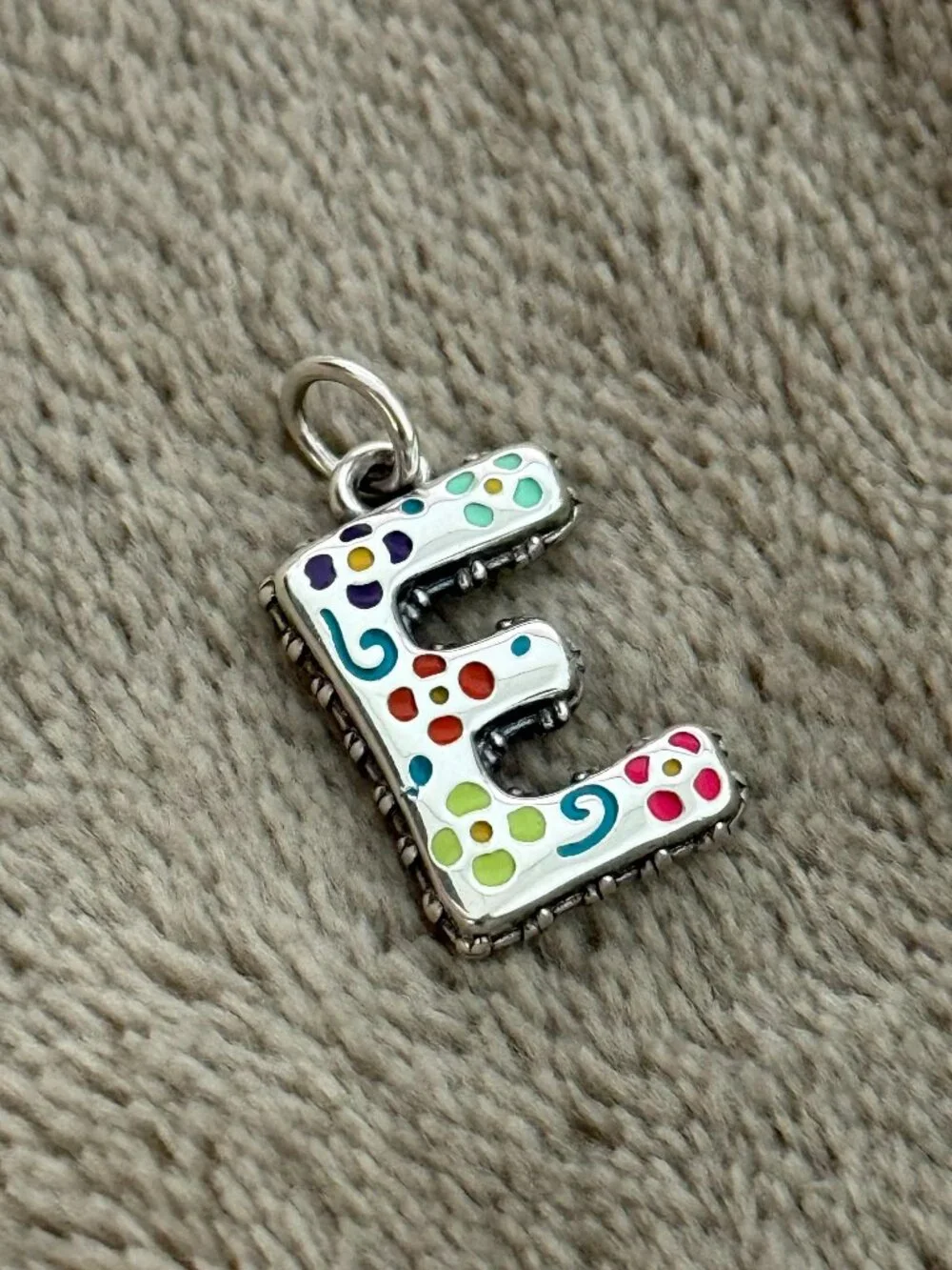 E- Enamel Consuela Floral Initial Charm